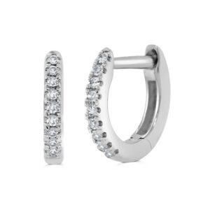 14K White Gold Huggies with .05ctw Diamonds 7mm