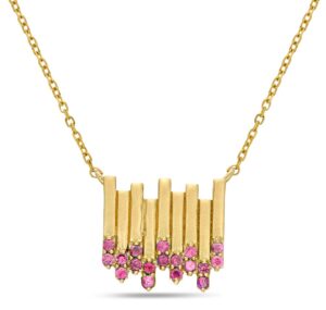 14K Yellow Gold Pendant Necklace with .20ctw Pink Sapphires 18″ Fine Jewelry 2