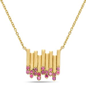 14K Yellow Gold Pendant Necklace with .20ctw Pink Sapphires 18