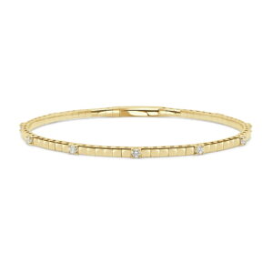14K Yellow Gold Flexible Bangle with .32ctw Diamonds Size 6.5