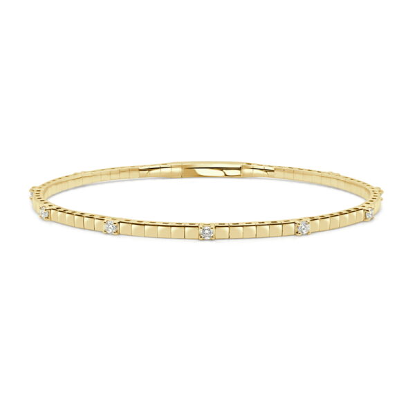 14K Yellow Gold Flexible Bangle with .32ctw Diamonds Size 6.5 Bracelets 3