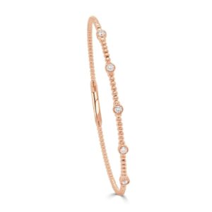 14K Rose Gold Flexible Bezel Bangle with .25ctw Diamonds Size 6.25