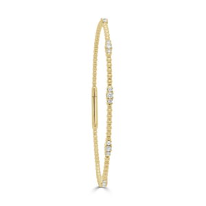 14K Yellow Gold Flexible Bangle with .34ctw Diamonds Size 6.5