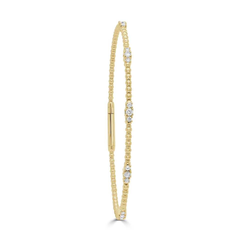 14K Yellow Gold Flexible Bangle with .34ctw Diamonds Size 6.5 Bracelets