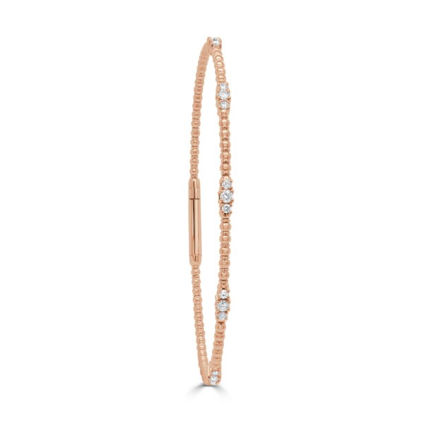 14K Rose Gold Flexible Bangle with .34ctw Diamonds Size 6.5 Bracelets 3