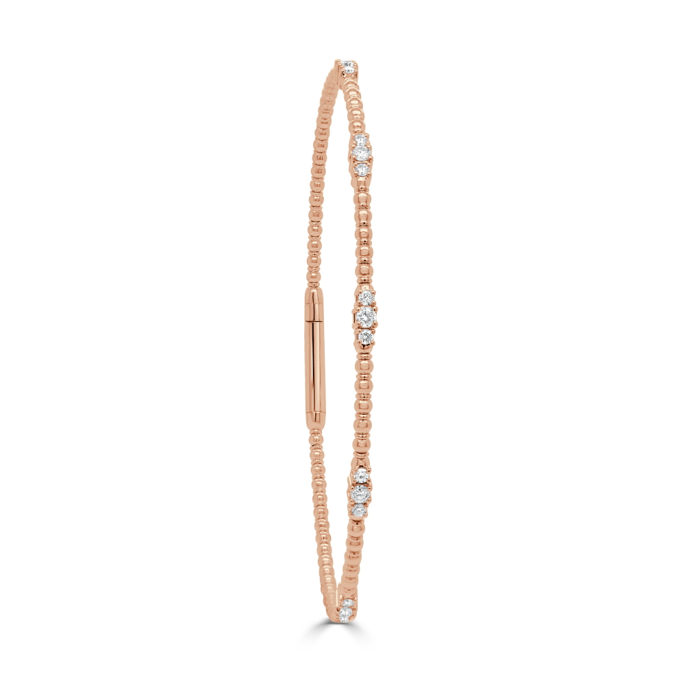 14K Rose Gold Flexible Bangle with .34ctw Diamonds Size 6.5 Bracelets