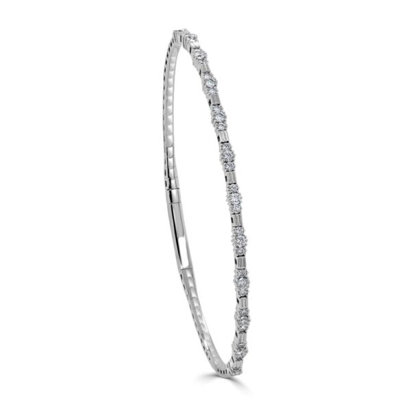 14K White Gold Flexible Bangle with .76ctw Diamonds Size 6.5 Bracelets 3