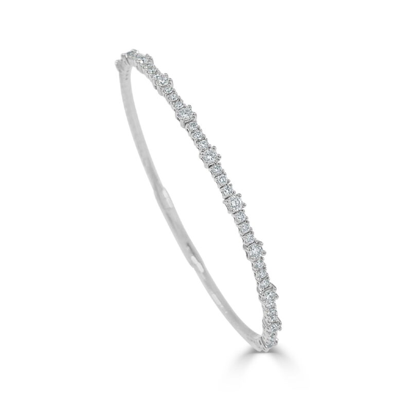 14K White Gold Flexible Station Bangle with 1.00ctw Diamonds Size 6.5 Bracelets 2