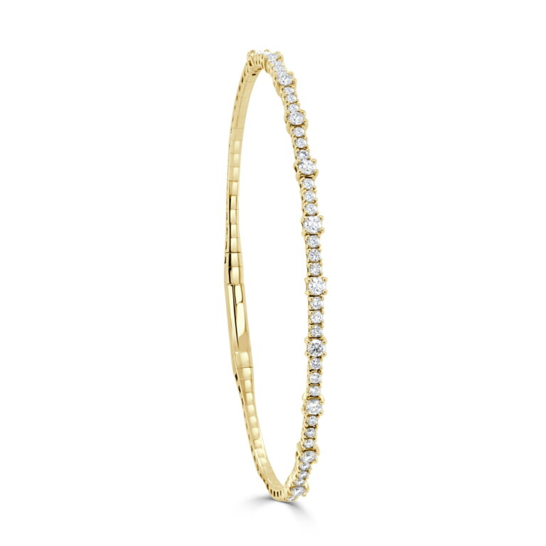 14K Yellow Gold Flexible Bangle with 1.02ctw Diamonds Size 6.5 Bracelets 2