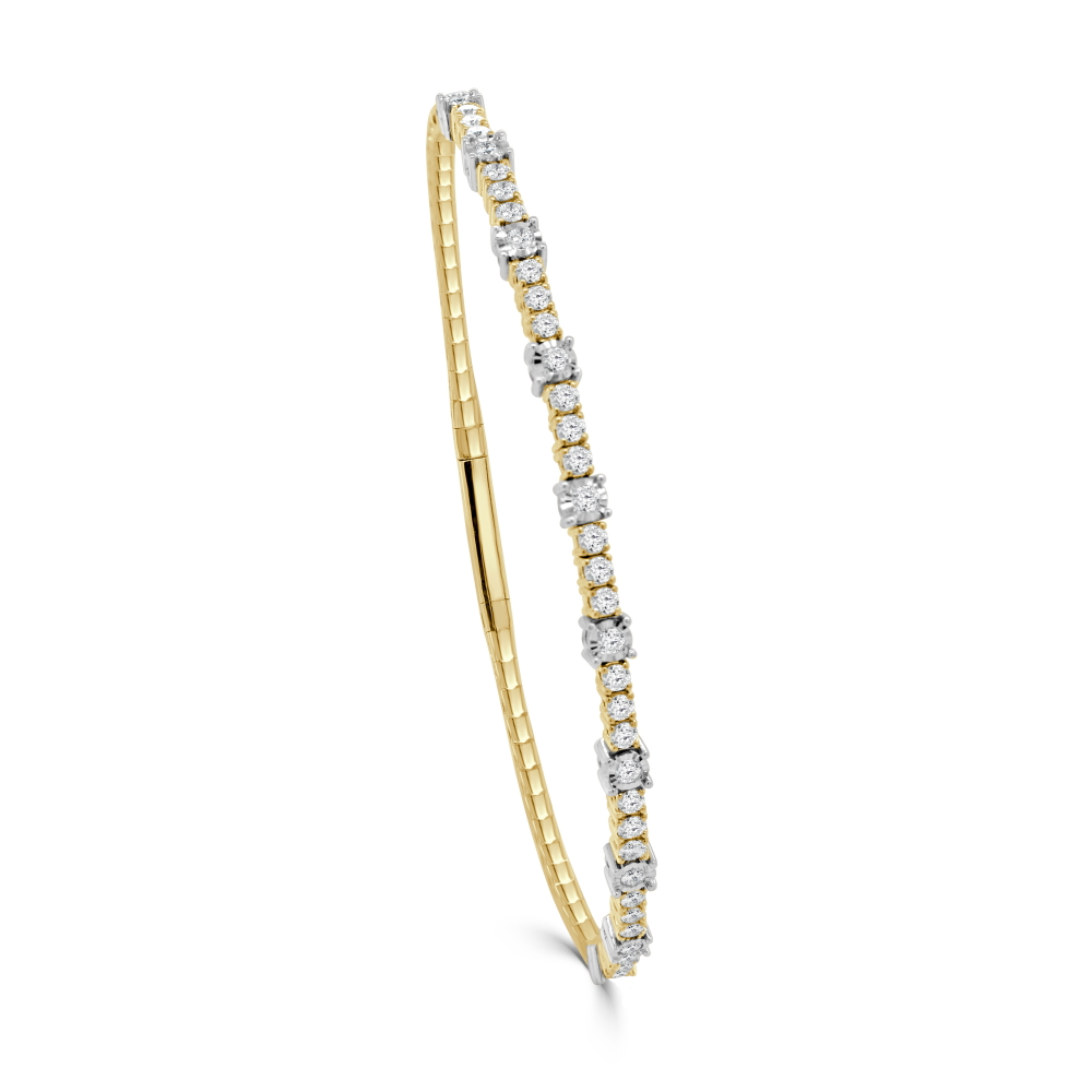 14K Two-Tone Flexible Bangle with .75ctw Diamonds Size 6.5 Bracelets