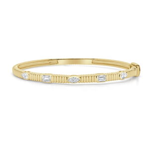 14K Yellow Gold Bangle with .82ctw Multi-Shape Diamonds Size 6.25