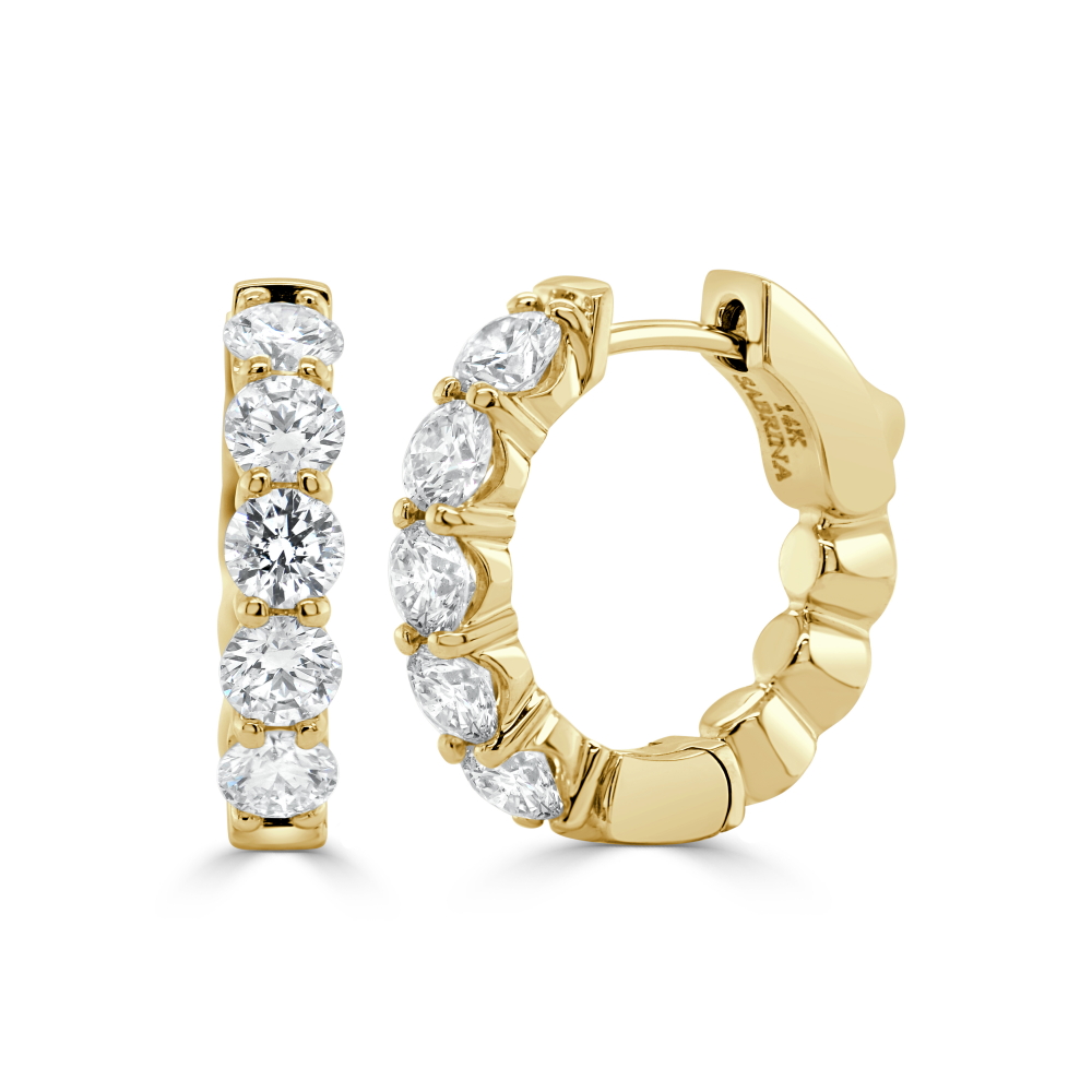 14K Yellow Gold Huggies with 1.95ctw Diamonds Earrings