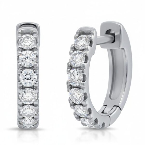 14K White Gold Huggies with .30ctw Diamonds 13mm Earrings 3