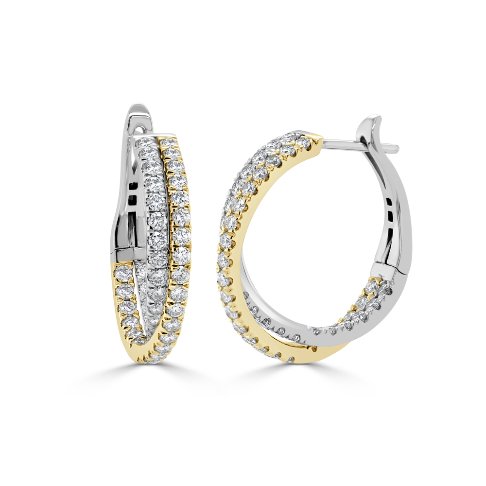 14K Two-Tone Hoops with 2.02ctw Diamonds Earrings