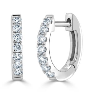 14K White Gold Huggies with .20ctw Diamonds 11mm
