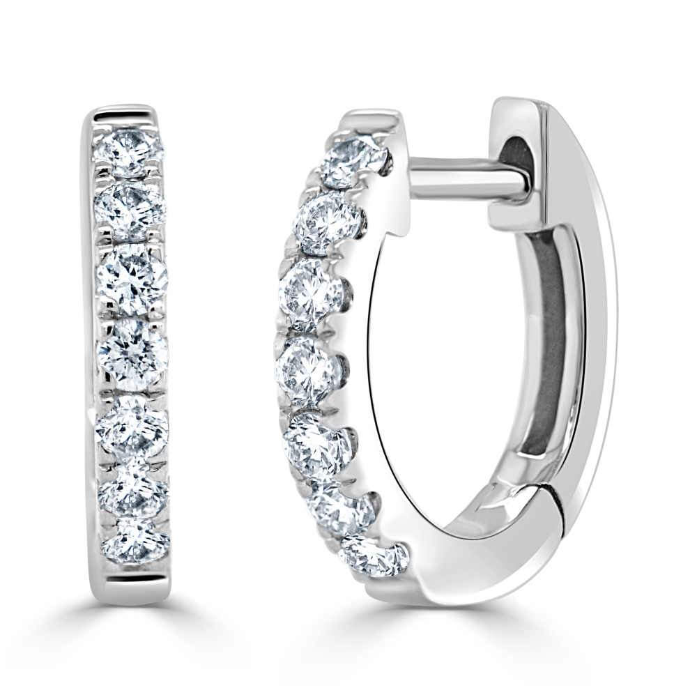 14K White Gold Huggies with .20ctw Diamonds 11mm Earrings