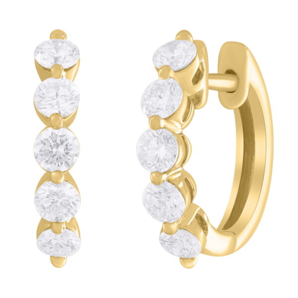 14K Yellow Gold Huggies with .65ctw Diamonds 1/2″ Earrings 3