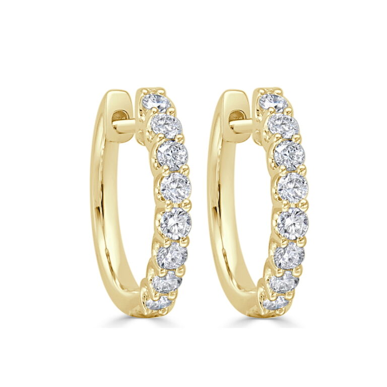 14K Yellow Gold Huggies with .46ctw Diamonds Earrings 2