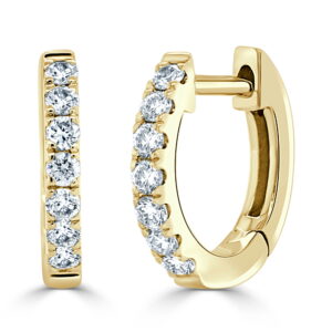 14K Yellow Gold Huggies with .20ctw Diamonds