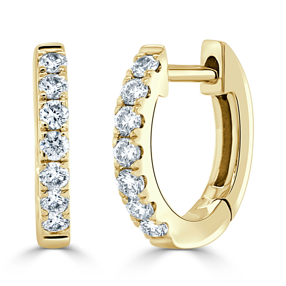 14K Yellow Gold Huggies with .20ctw Diamonds Earrings