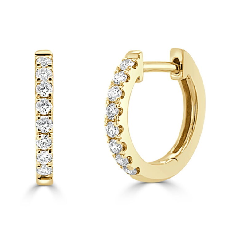 14K Yellow Gold Huggies with .29ctw Diamonds 13mm Earrings 2
