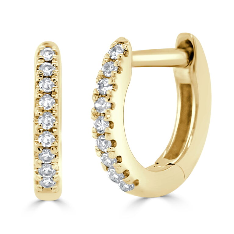 14K Yellow Gold Huggies with .05ctw Diamonds 7mm Earrings 2