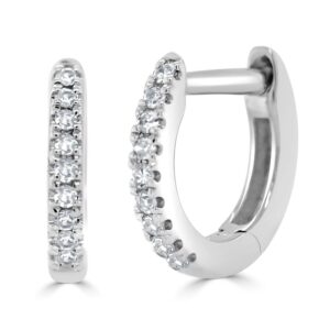 14K White Gold Huggies with .05ctw Diamonds 7mm
