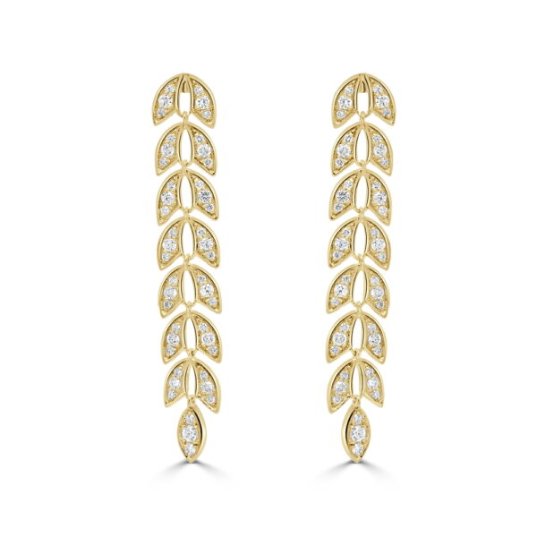 14K Yellow Gold Drop Earrings with .60ctw Diamonds Earrings 3