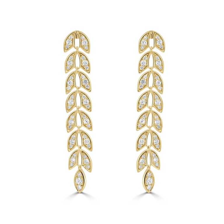 14K Yellow Gold Drop Earrings with .60ctw Diamonds Earrings 2