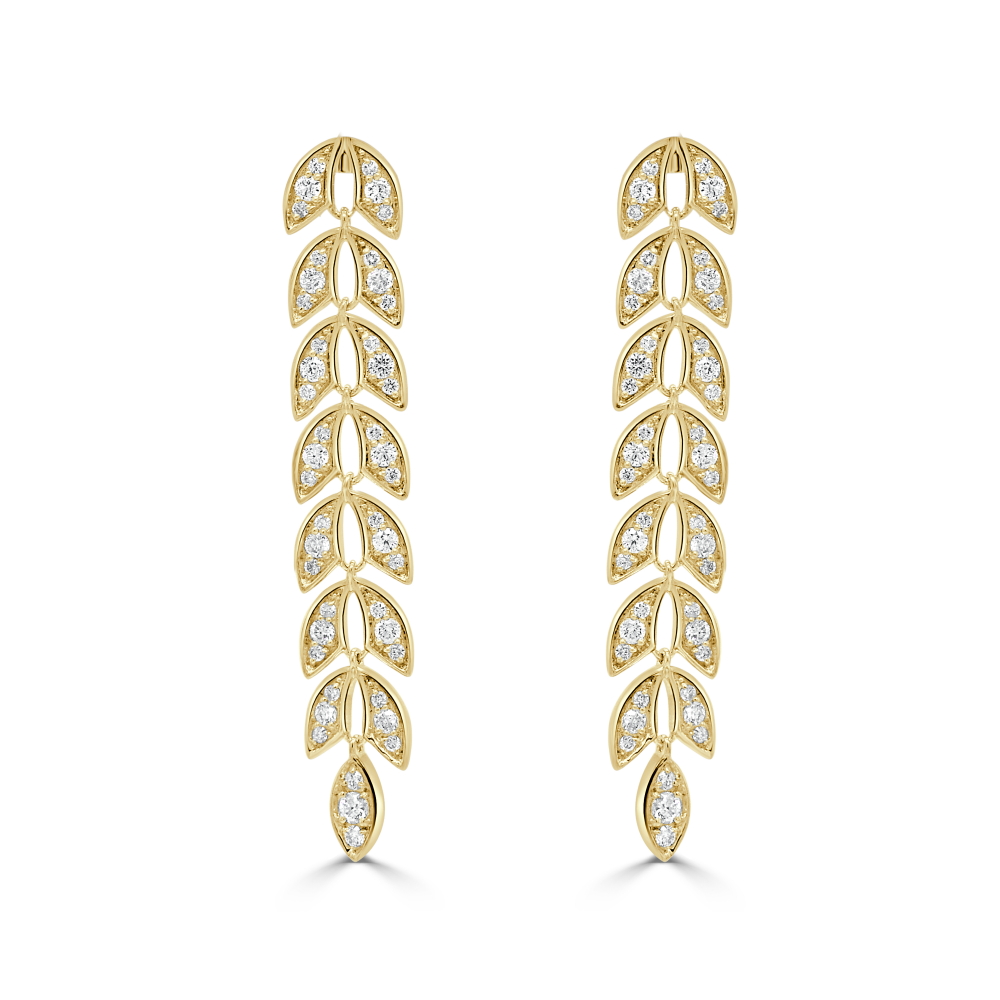 14K Yellow Gold Drop Earrings with .60ctw Diamonds Earrings