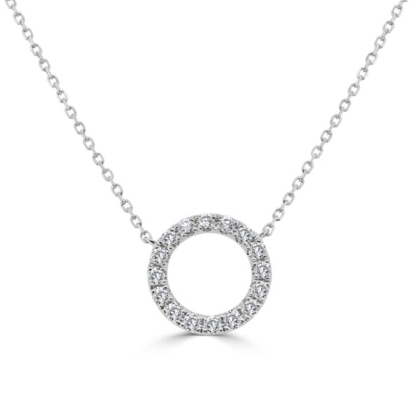 14K White Gold Open Circle Necklace with .47ctw Diamonds 18″ Fine Jewelry 3