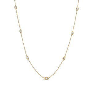 14K Yellow Gold Station Necklace with .86ctw Fancy Shape Diamonds 18