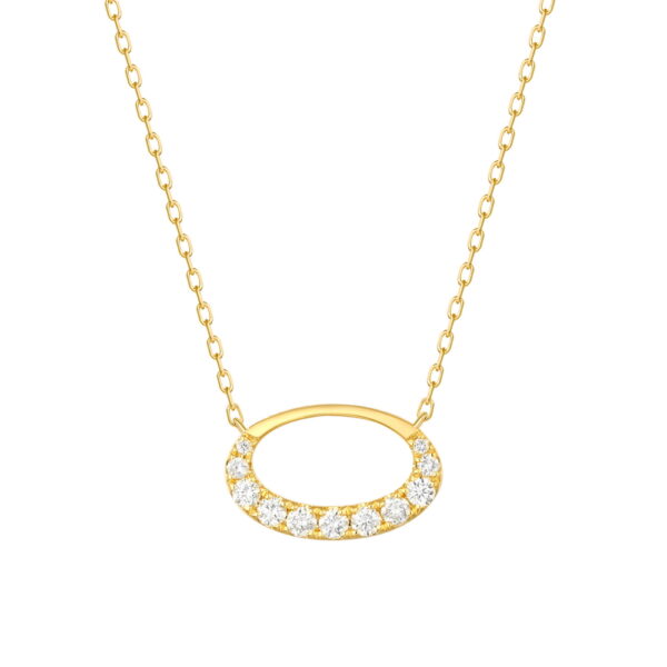 14K Yellow Gold Open Oval Pendant with .36ctw Diamonds 18″ Fine Jewelry 3