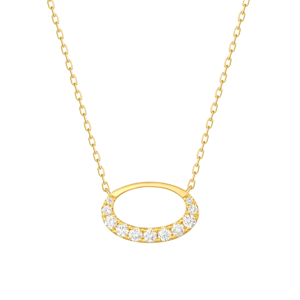 14K Yellow Gold Open Oval Pendant with .36ctw Diamonds 18″ Fine Jewelry