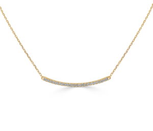 14K Yellow Gold Curved Bar Necklace with .27ctw Diamonds 18″ Fine Jewelry 2
