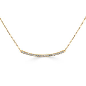 14K Yellow Gold Curved Bar Necklace with .27ctw Diamonds 18