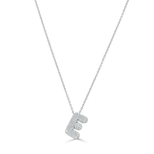 14K White Gold Initial Letter “E” Pendant with .45ctw Diamonds 16-18″ Fine Jewelry 3