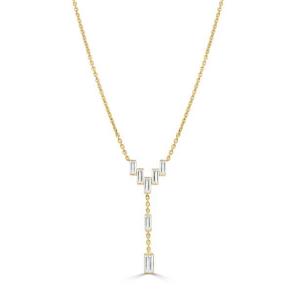 14K Yellow Gold Drop Necklace with .94ctw Baguette Diamonds 16-18″ Fine Jewelry 3