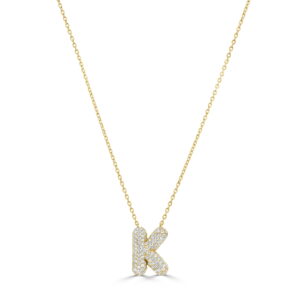 14K Yellow Gold Pave Initial Letter 