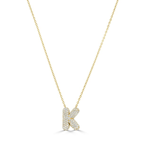 14K Yellow Gold Pave Initial Letter “K” Pendant with .50ctw Diamonds 16-18″ Fine Jewelry 3