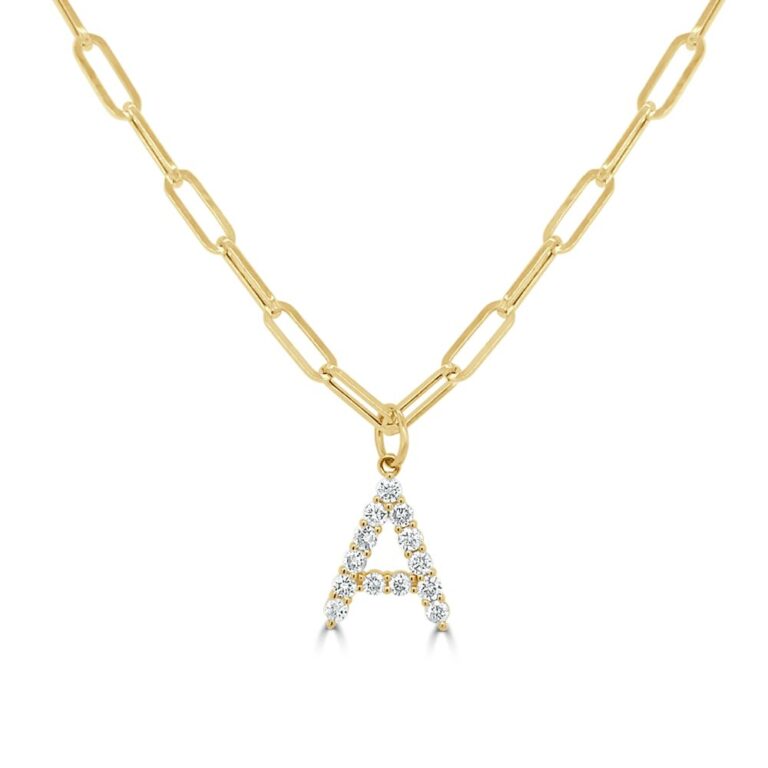 14K Yellow Gold “A” Initial Pendant with .57ctw Diamonds Fine Jewelry 2