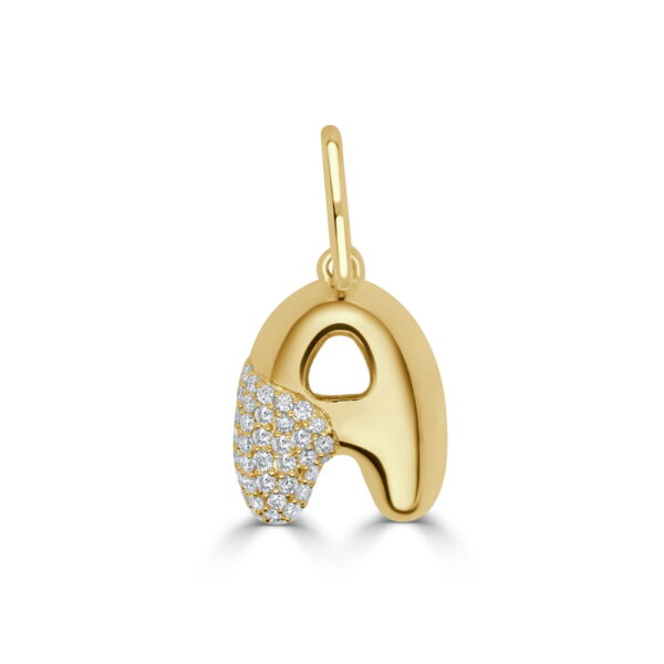 14K Yellow Gold Initial Letter “A” Pendant with .16ctw Diamonds Fine Jewelry 3
