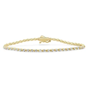 14K Yellow Gold Two Prong Tennis Bracelet with 2.04ctw Round Diamonds