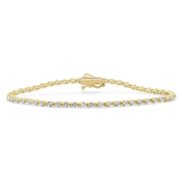 14K Yellow Gold Two Prong Tennis Bracelet with 2.04ctw Round Diamonds Bracelets 3