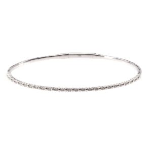 14K White Gold Flexible Bangle with .26ctw Diamonds Size 6.75