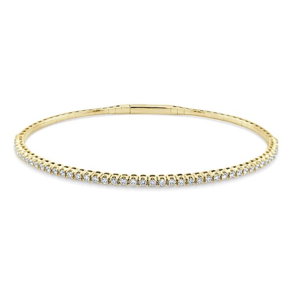 14K Yellow Gold Flexible Bangle with .50ctw Diamonds Size 6.5 Bracelets 3
