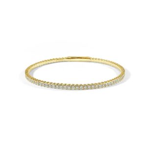 14K Yellow Gold Flexible Bangle with .96ctw Diamonds Size 6.75