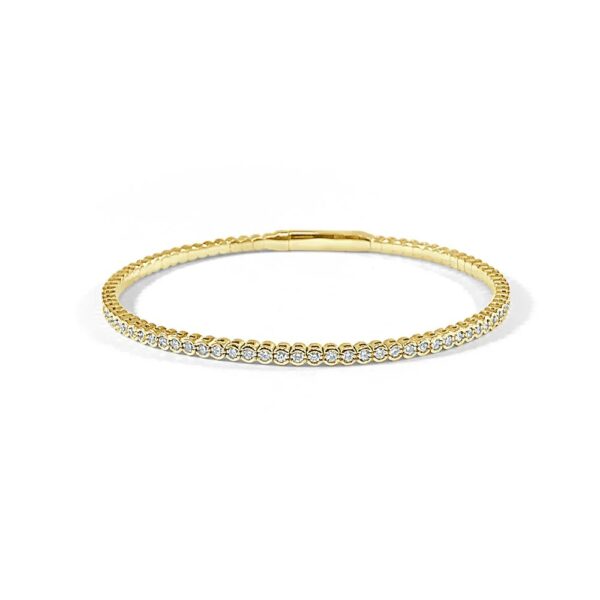14K Yellow Gold Flexible Bangle with .96ctw Diamonds Size 6.75 Bracelets 3