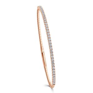 14K Rose Gold Flexible Bangle with .97ctw Diamonds Size 6.75