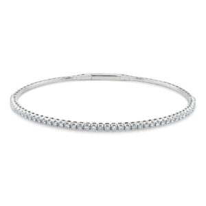 14K White Gold Flexible Bangle with .50ctw Diamonds Size 6.75